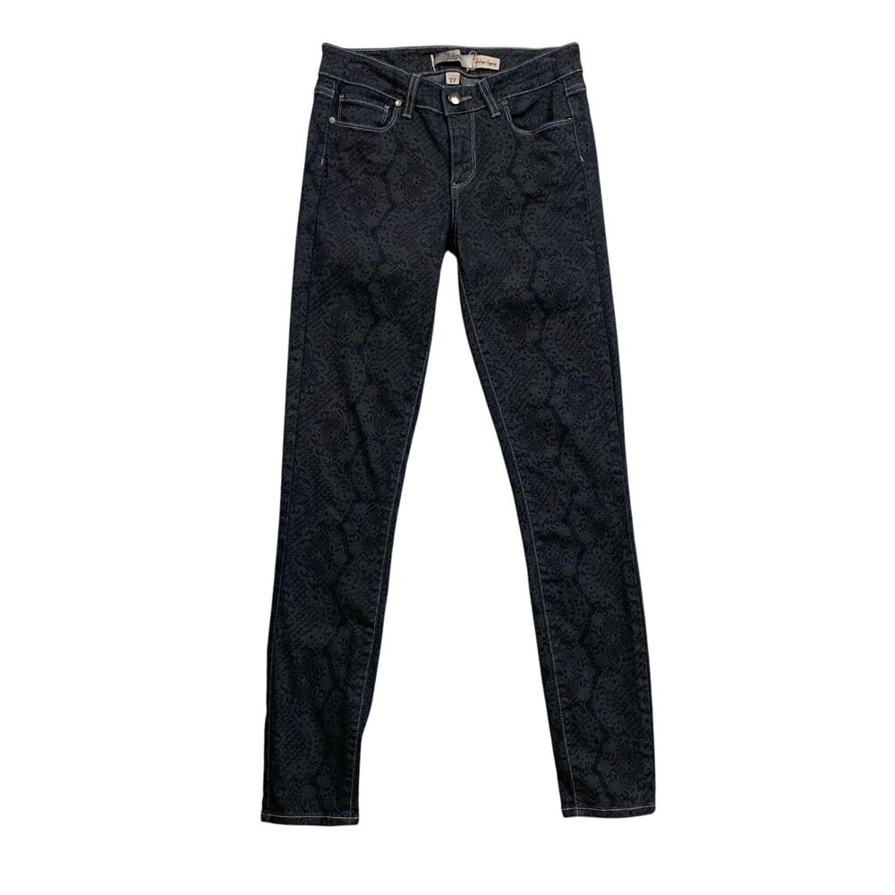 Paige Jeans Women 27 Black Denim Brocade Verdugo Jegging Low Rise Skinny *READ